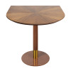 Semicircular Wood Veneer Dining Table | Walnut Finish with Gold Accent Base for Commercial Hospitality