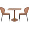 Semicircular Wood Veneer Dining Table | Walnut Finish with Gold Accent Base for Commercial Hospitality