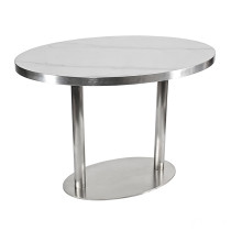 Oval Sintered Stone Dining Table | Stainless Steel Frame & Base for Commercial Restaurant & Cafe