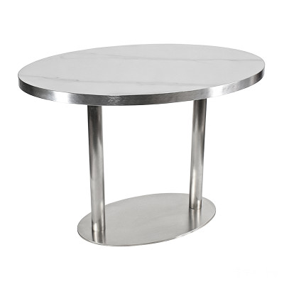 Oval Sintered Stone Dining Table | Stainless Steel Frame & Base for Commercial Restaurant & Cafe