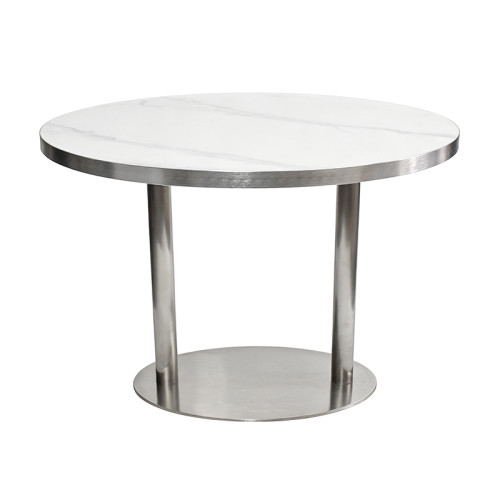 Oval Sintered Stone Dining Table | Stainless Steel Frame & Base for Commercial Restaurant & Cafe