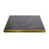 Square Black Marble-Effect Dining Table | Gold Metal Frame & Base for Commercial Hospitality