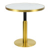 Round White Marble-Effect Dining Table | Gold Metal Frame & Base for Commercial Hospitality
