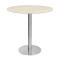 Round Light Wood-Grain Dining Table | Stainless Steel Base for Commercial Cafe & Restaurant