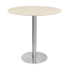 Round Light Wood-Grain Dining Table | Stainless Steel Base for Commercial Cafe & Restaurant