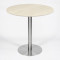 Round Light Wood-Grain Dining Table | Stainless Steel Base for Commercial Cafe & Restaurant