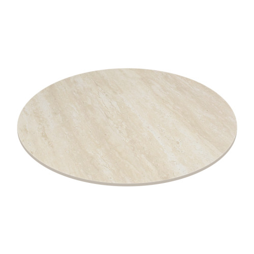 Round Light Wood-Grain Dining Table | Stainless Steel Base for Commercial Cafe & Restaurant