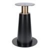 Round Walnut Veneer Dining Table | Black Tapered Metal Base with Gold Accent for Hospitality
