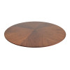 Round Walnut Veneer Dining Table | Black Tapered Metal Base with Gold Accent for Hospitality