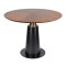 Round Walnut Veneer Dining Table | Black Tapered Metal Base with Gold Accent for Hospitality