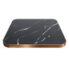 Square Black Marble-Effect Porcelain Table Top | Vintage Cast Iron 4-Leg Base for Commercial Cafe