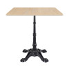Square Wood-Grain Sintered Stone Table | Ornate Cast Iron 4-Leg Base for Vintage Commercial Cafe