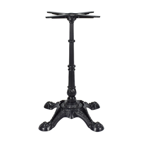 Square Wood-Grain Sintered Stone Table | Ornate Cast Iron 4-Leg Base for Vintage Commercial Cafe
