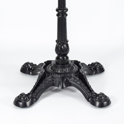 Square Wood-Grain Sintered Stone Table | Ornate Cast Iron 4-Leg Base for Vintage Commercial Cafe