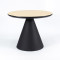 Round Light Wood MDF Dining Table | Matte Black Conical Metal Base for Modern Commercial Cafe
