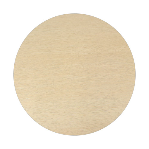 Round Small Light Wood MDF Side Table | Matte Black Bell-Shaped Iron Base for Hotel & Cafe Lounge