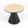 Round Light Wood MDF Dining Table | Matte Black Conical Metal Base for Modern Commercial Cafe