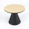 Round Light Wood MDF Dining Table | Matte Black Conical Metal Base for Modern Commercial Cafe
