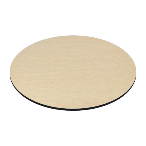 Round Small Light Wood MDF Side Table | Matte Black Bell-Shaped Iron Base for Hotel & Cafe Lounge