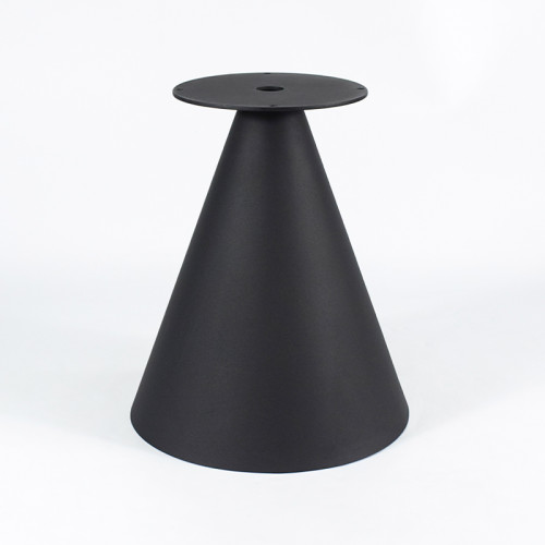 Round Light Wood MDF Dining Table | Matte Black Conical Metal Base for Modern Commercial Cafe