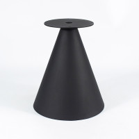 Round Light Wood MDF Dining Table | Matte Black Conical Metal Base for Modern Commercial Cafe