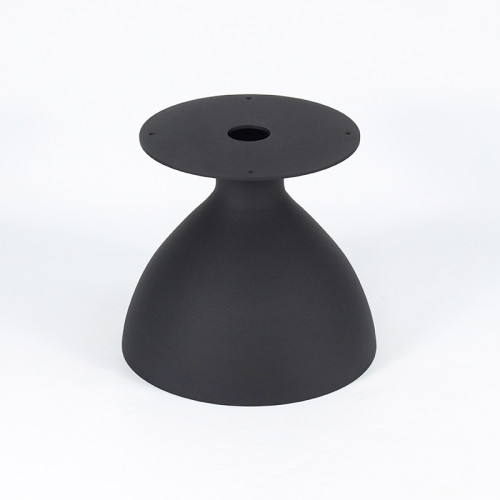 Round Small Light Wood MDF Side Table | Matte Black Bell-Shaped Iron Base for Hotel & Cafe Lounge