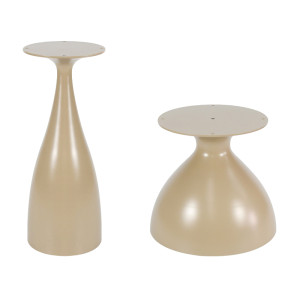Nesting Round Sintered Stone Side Table Set | Cream Teardrop & Bell Shaped Iron Base for Hospitality