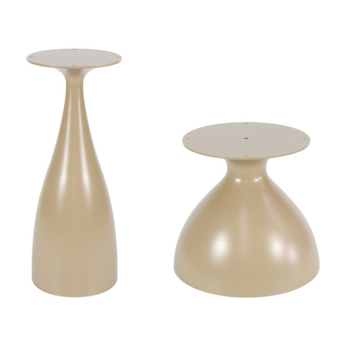 Nesting Round Sintered Stone Side Table Set | Cream Teardrop & Bell Shaped Iron Base for Hospitality
