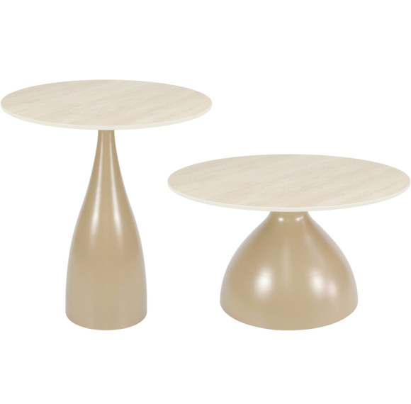 Round Dining Table with Iron Base | Wood Grain Sintered Stone Top for Restaurants
