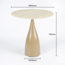 Round Dining Table with Iron Base | Wood Grain Sintered Stone Top for Restaurants