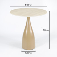 Round Dining Table with Iron Base | Wood Grain Sintered Stone Top for Restaurants