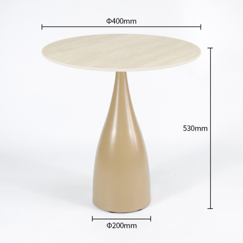 Nesting Round Sintered Stone Side Table Set | Cream Teardrop & Bell Shaped Iron Base for Hospitality