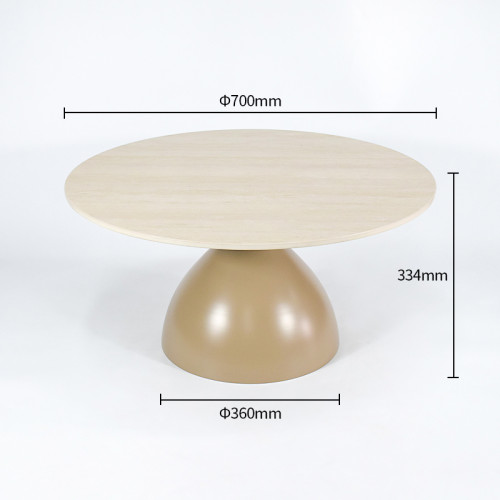Nesting Round Sintered Stone Side Table Set | Cream Teardrop & Bell Shaped Iron Base for Hospitality