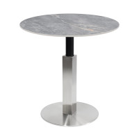 Round Grey Vein Sintered Stone Dining Table  | Stainless Steel Base for Commercial Cafe & Restaurant|AEONTi