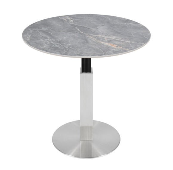 Round Grey Vein Sintered Stone Dining Table | Stainless Steel Base for Commercial Cafe & Restaurant|AEONTi