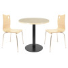 Round  Dining Table  |  Light wood grain melamine tabletop