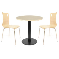 Round  Dining Table |Light wood grain melamine tabletop|iron Base for Commercial Cafe & Restaurant|AEONTI