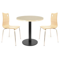Round  Dining Table  |  Light wood grain melamine tabletop