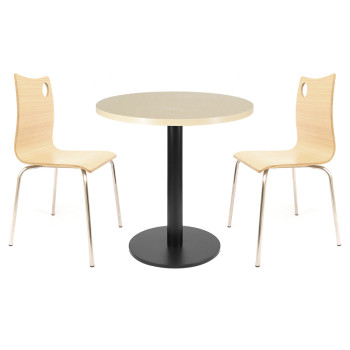 Round  Dining Table  |  Light wood grain melamine tabletop