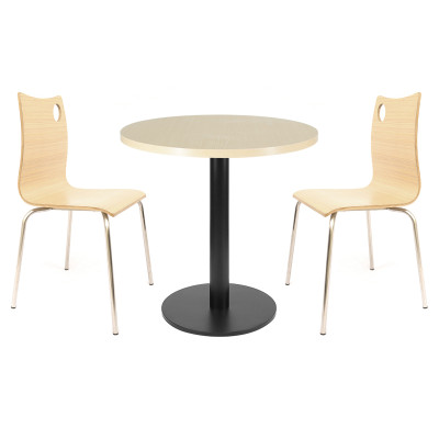 Round  Dining Table  |  Light wood grain melamine tabletop