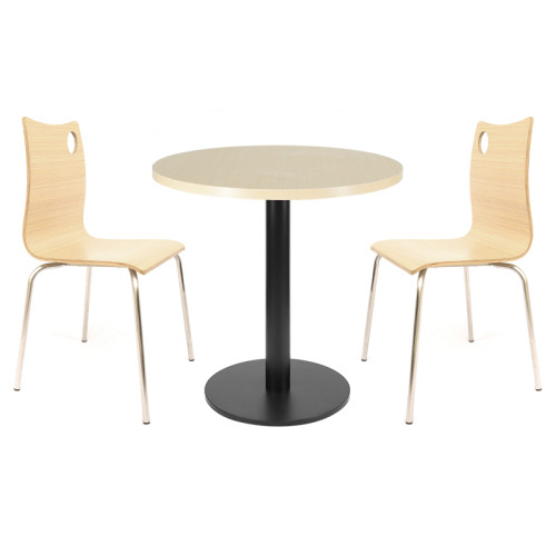 Round  Dining Table |Light wood grain melamine countertop|iron Base for Commercial Cafe & Restaurant|AEONTI