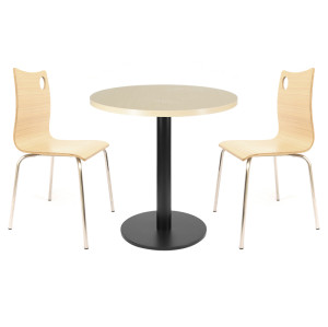 Round Dining Table | Light wood grain melamine tabletop