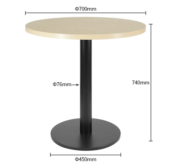 Round Dining Table |Light wood grain melamine tabletop|iron Base for Commercial Cafe & Restaurant|AEONTI