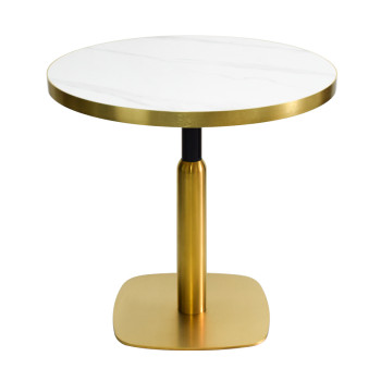Commercial round Sintered Stone table  |  Heavy duty iron cafe table