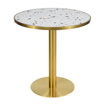 Commercial restaurant table supplier  |  China luxury round white terrazzo dining table