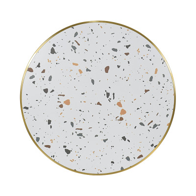 luxury gold  round terrazzo table |modern round terrazzo top table|stainless steel gold round base|AEONTI