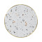 Luxury round white terrazzo dining table | stainless steel gold round base | AEONTI