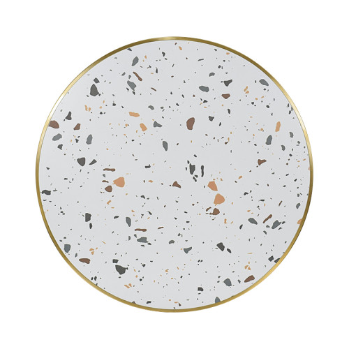 luxury gold  round terrazzo table |modern round terrazzo top table|stainless steel gold round base|AEONTI