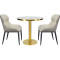 Luxury round white terrazzo dining table | stainless steel gold round base | AEONTI