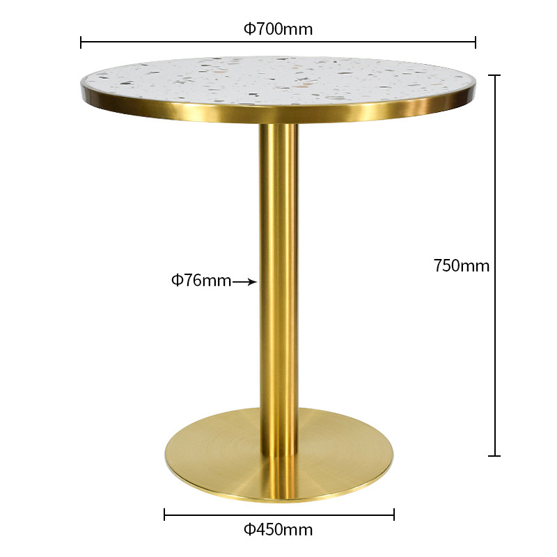 luxury gold  round terrazzo table  Dimensions